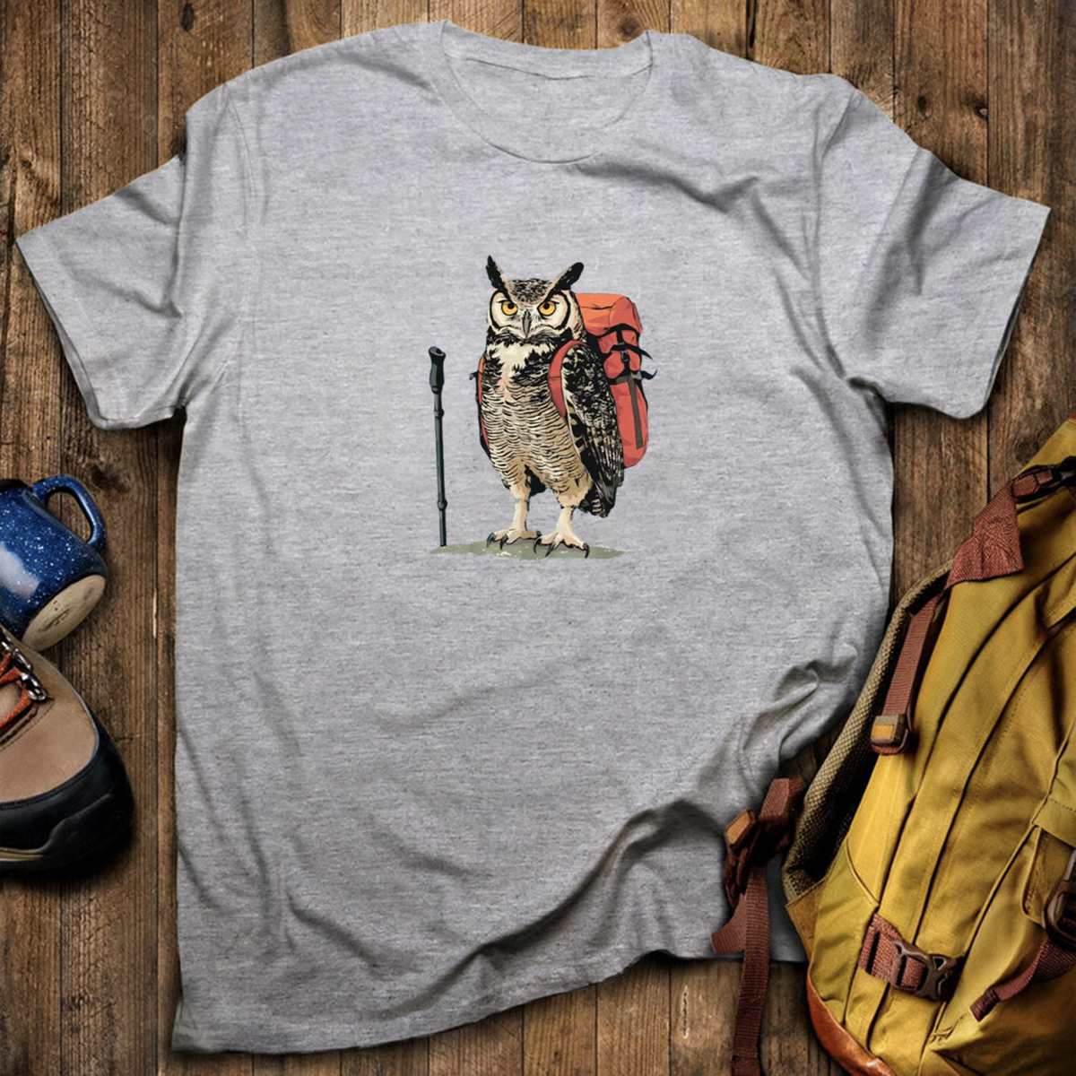 Great Horned Owl Backpacker T-Shirt