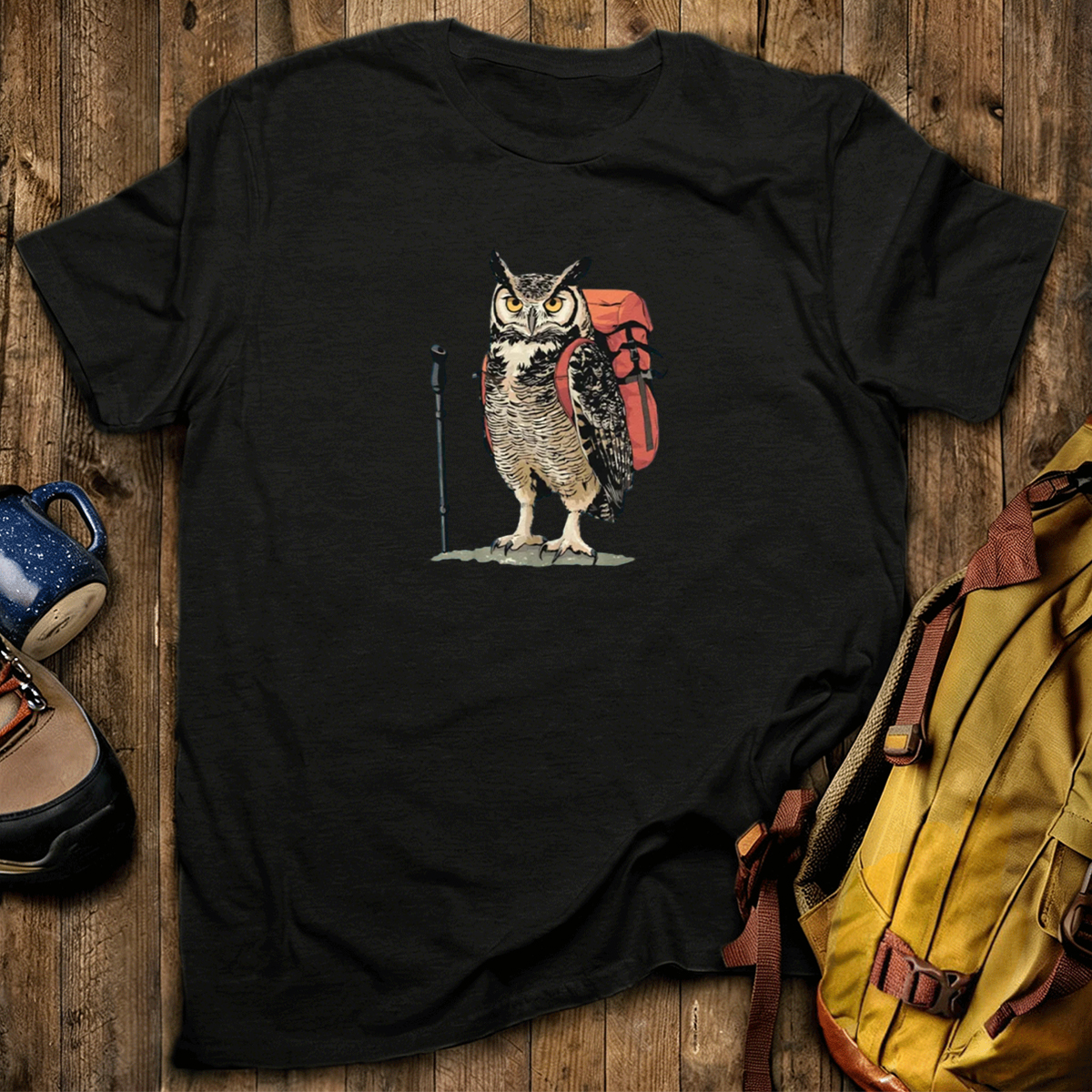 Great Horned Owl Backpacker T-Shirt