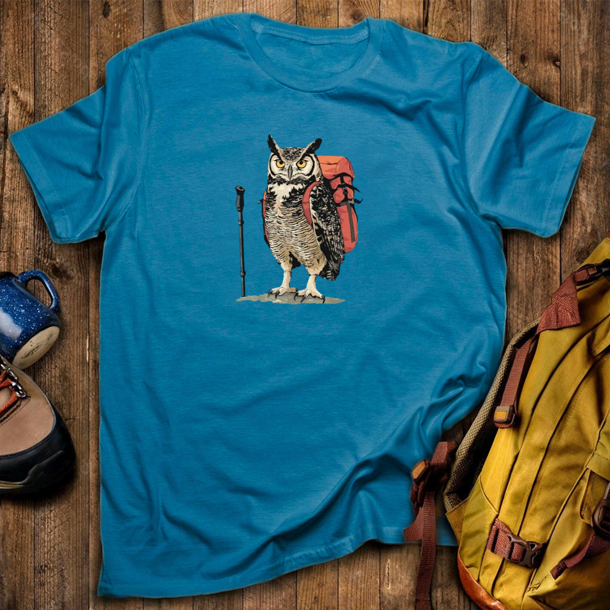 Great Horned Owl Backpacker T-Shirt