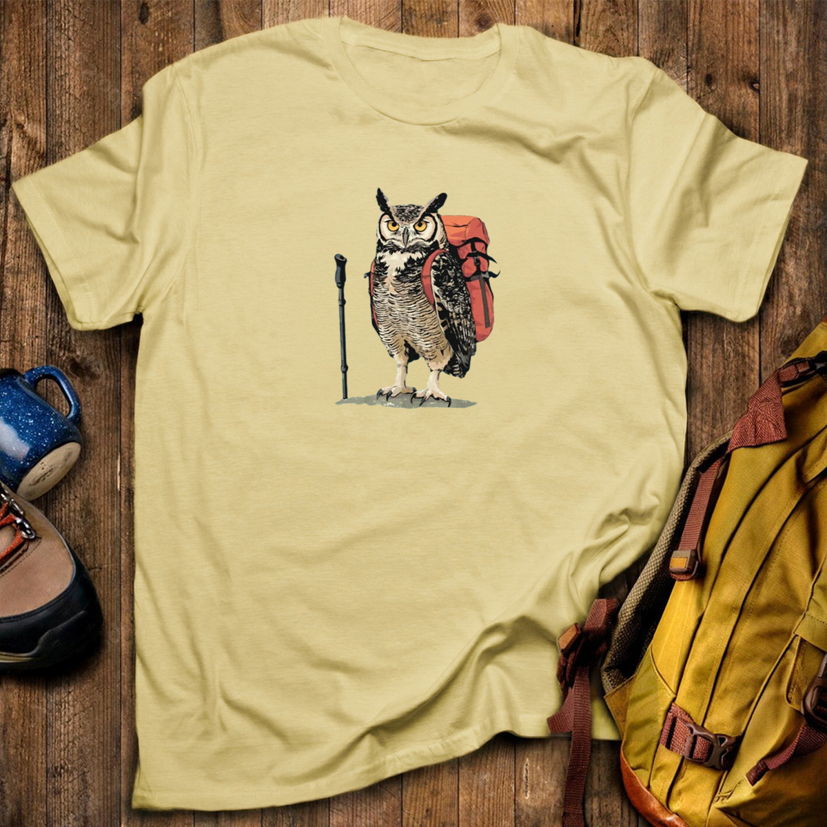 Great Horned Owl Backpacker T-Shirt