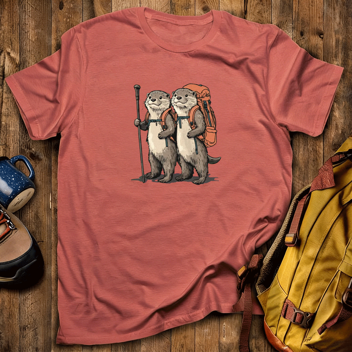 Otter Couple Backpacker T-Shirt