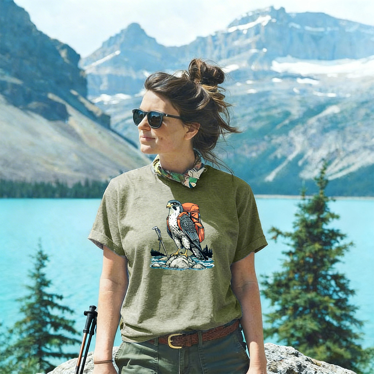 Falcon On River Backpacker T-Shirt