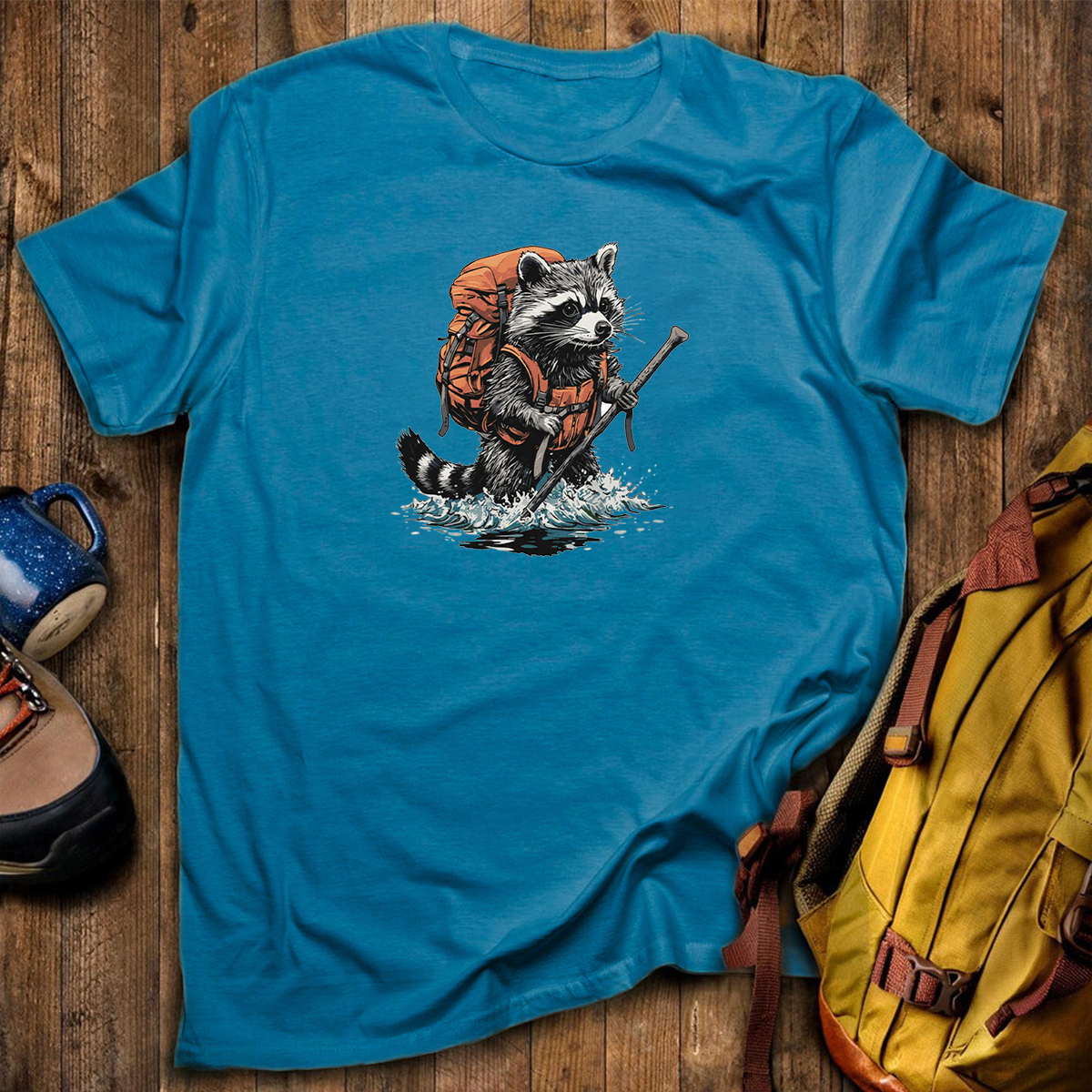 Raccoon Fording River Backpacker T-Shirt