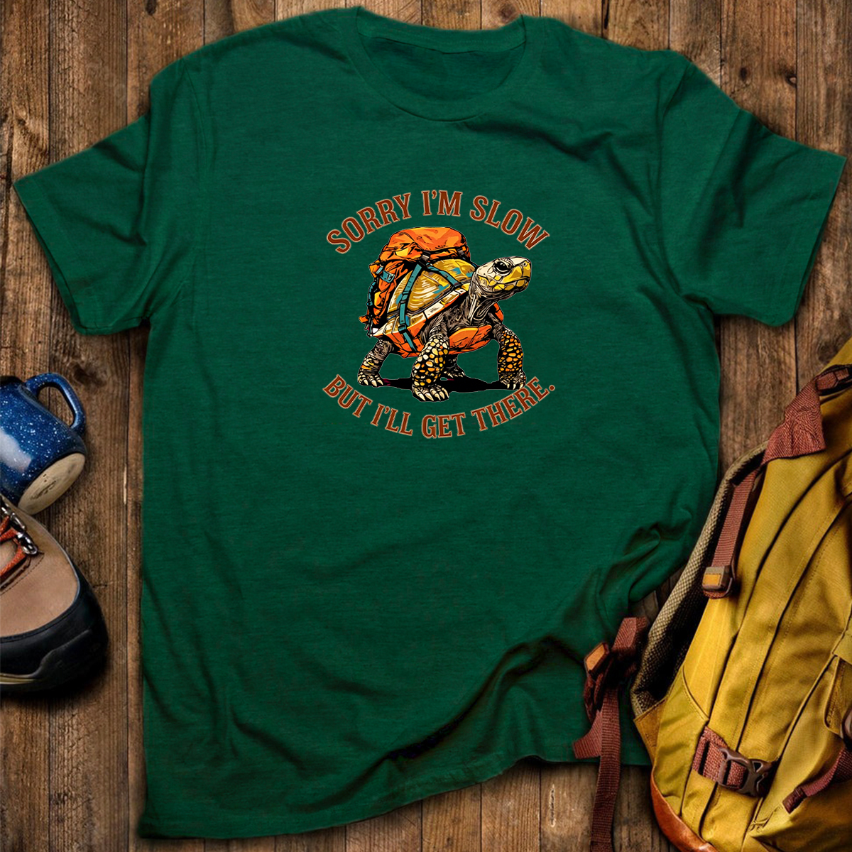 Sorry I'm Slow But I'll Get There Turtle Backpacker T-Shirt