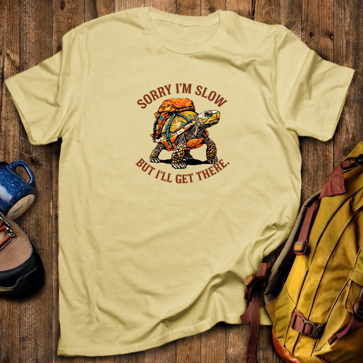 Sorry I'm Slow But I'll Get There Turtle Backpacker T-Shirt