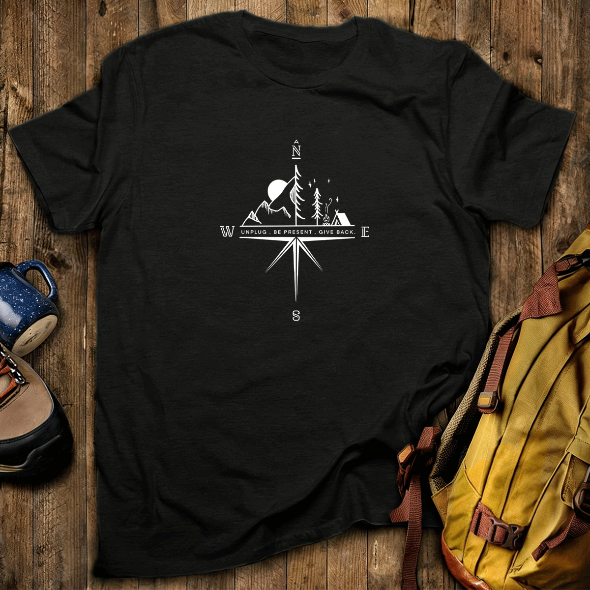 Compass Mountain Scene T‑Shirt