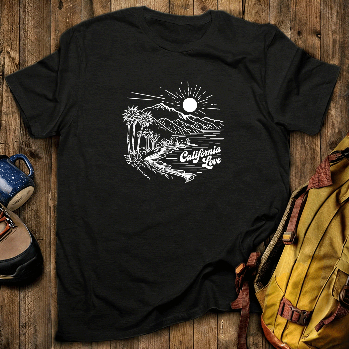 California Love Coastal Sunset Beach Graphic T‑Shirt