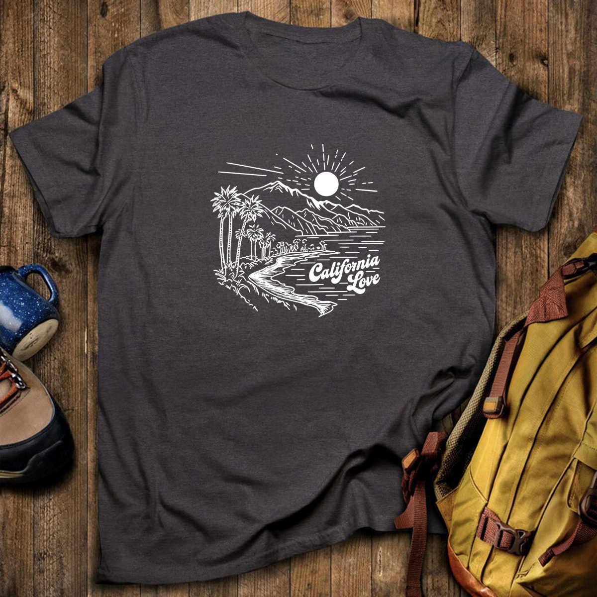 California Love Coastal Sunset Beach Graphic T‑Shirt