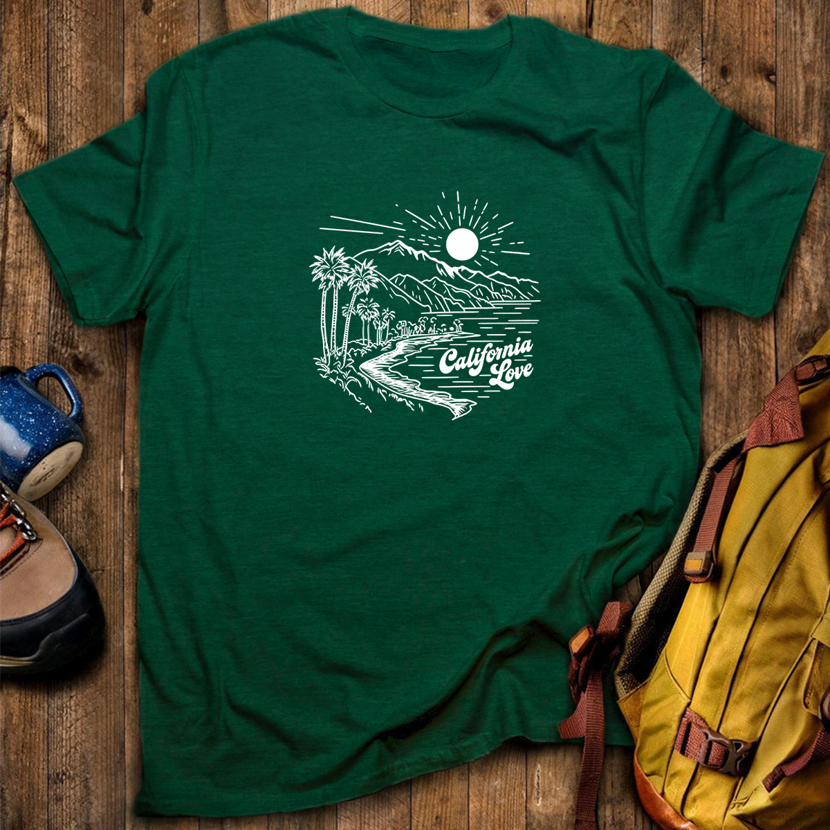 California Love Coastal Sunset Beach Graphic T‑Shirt