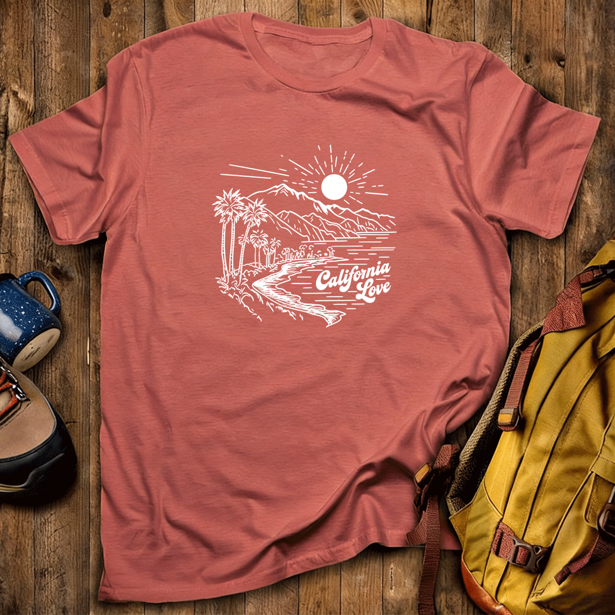 California Love Coastal Sunset Beach Graphic T‑Shirt