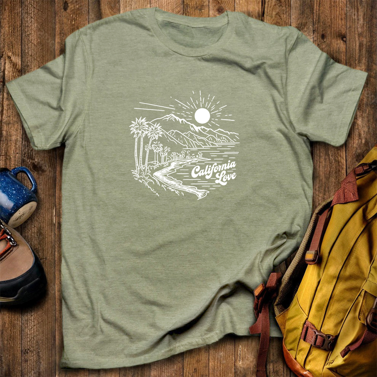California Love Coastal Sunset Beach Graphic T‑Shirt