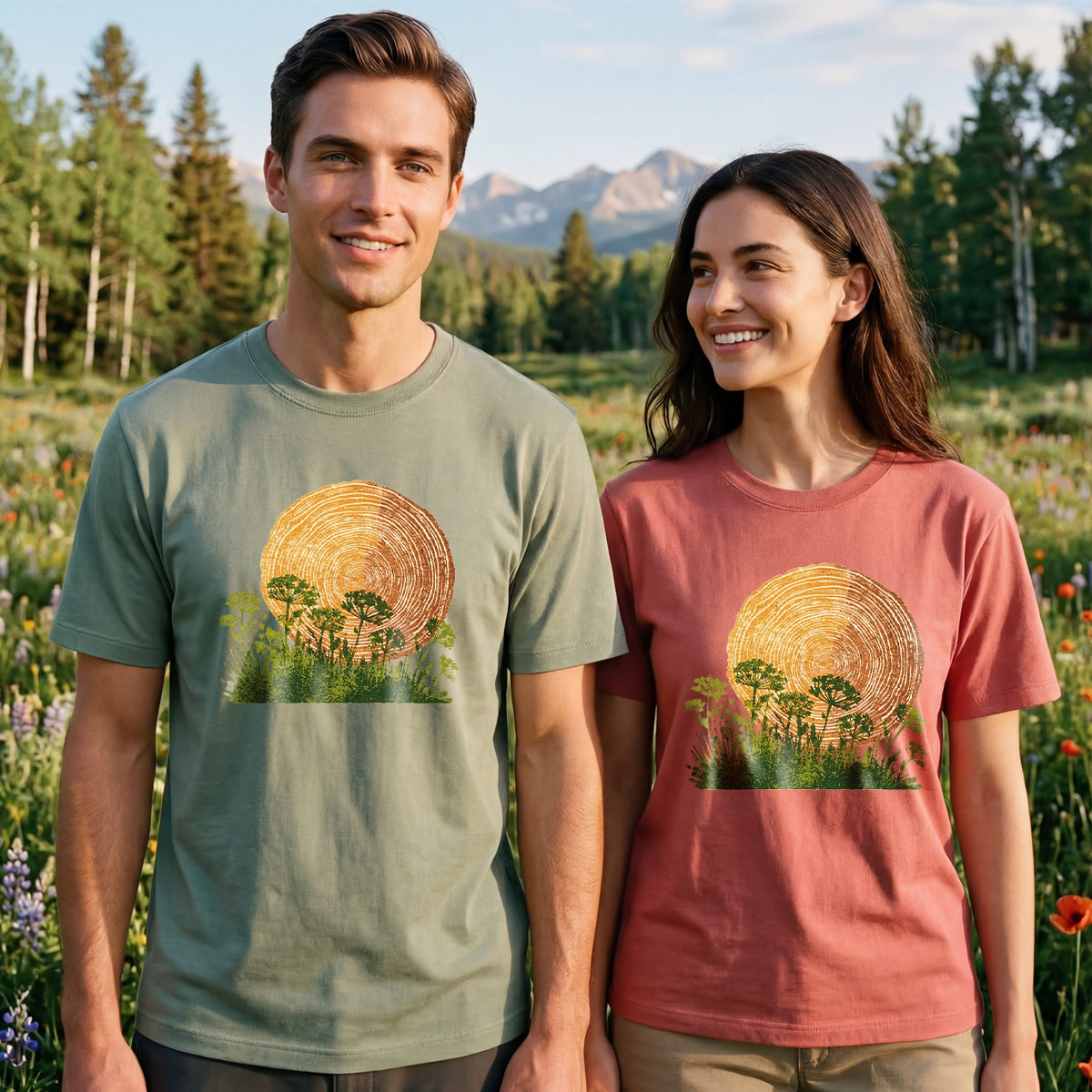 Woodcut Flower Meadow T-Shirt