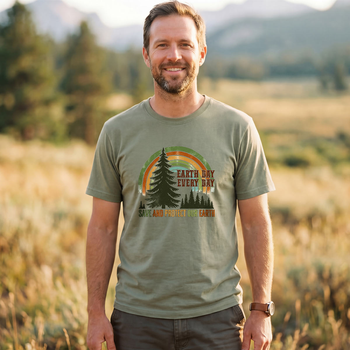 Earth Day Rainbow Forest Save And Protect Our Earth T-Shirt