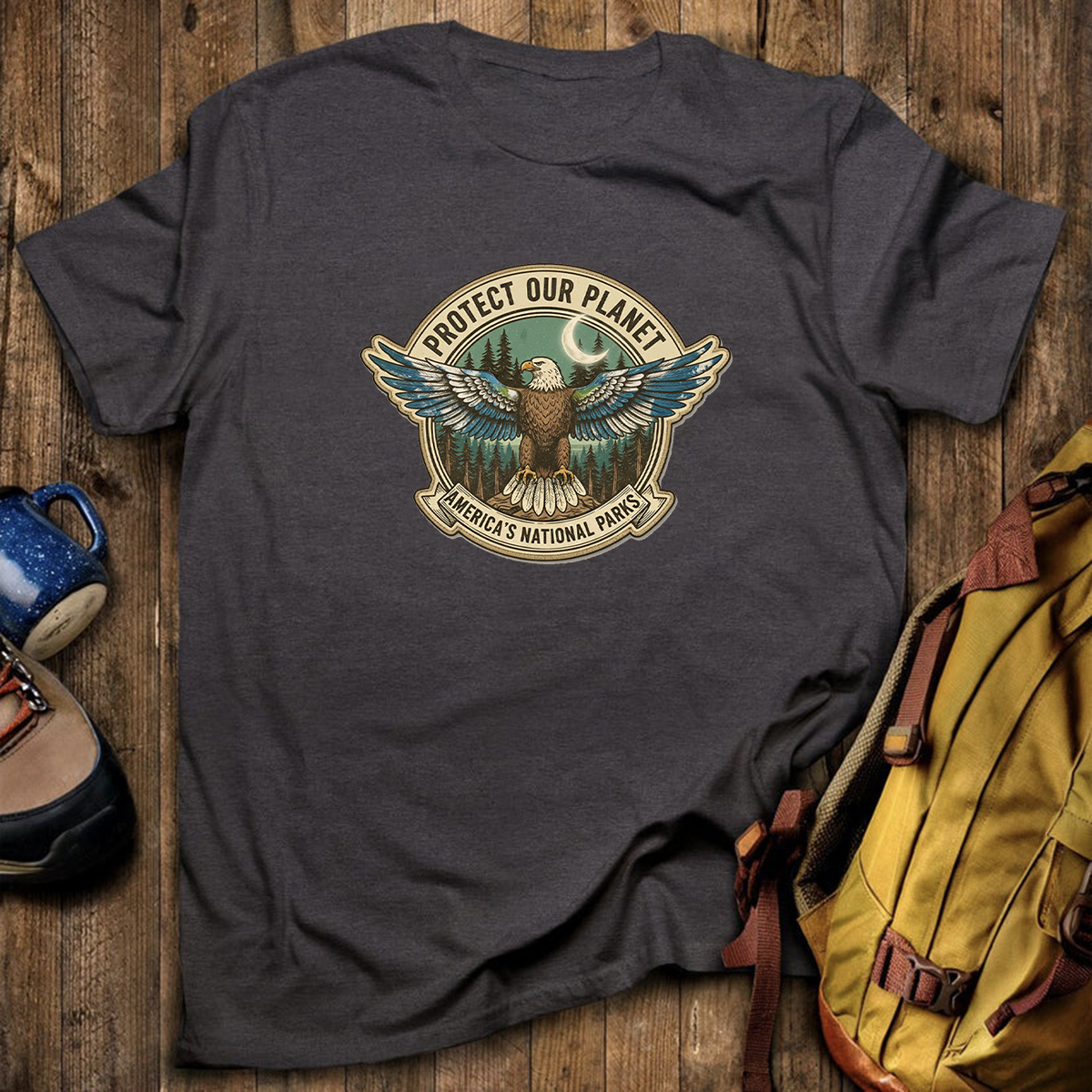 Protect Our Planet Americas National Parks Eagle Earth Day T-Shirt