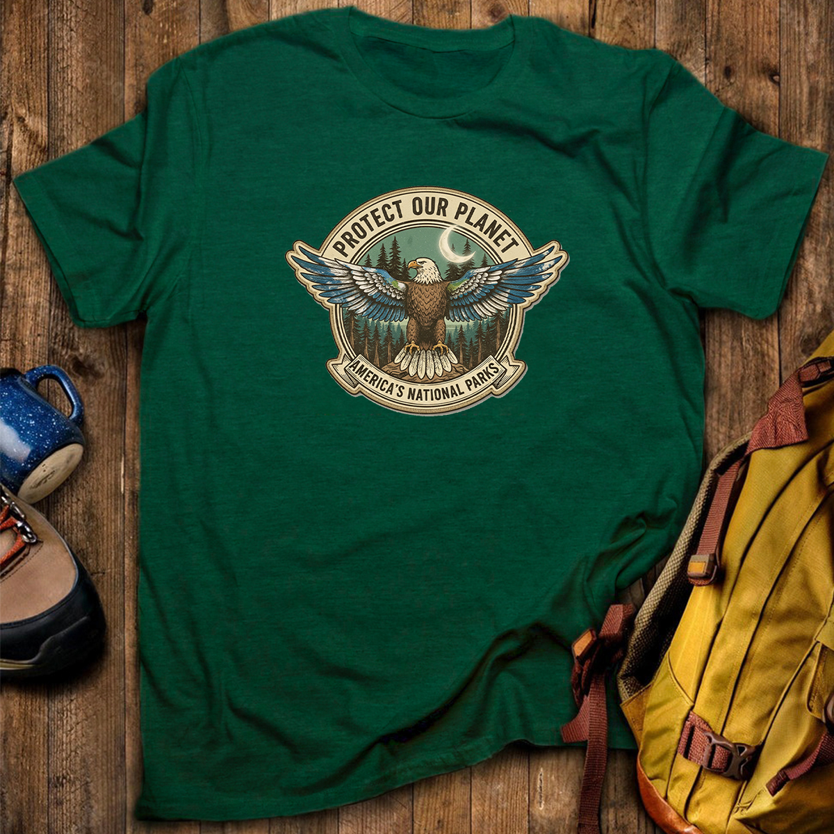 Protect Our Planet Americas National Parks Eagle Earth Day T-Shirt