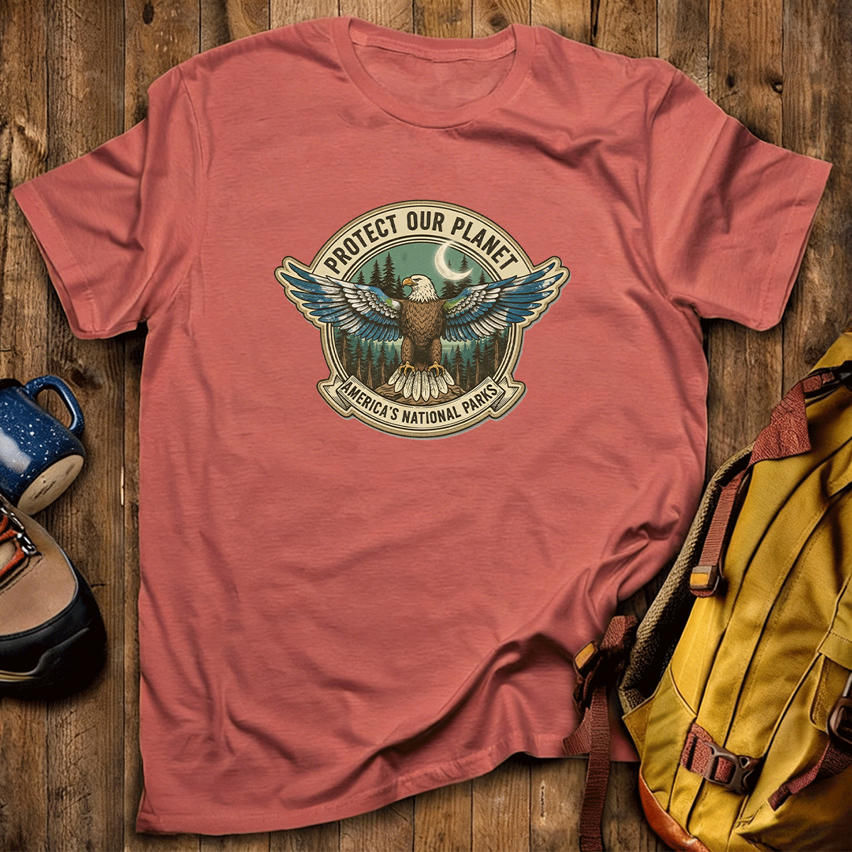 Protect Our Planet Americas National Parks Eagle Earth Day T-Shirt