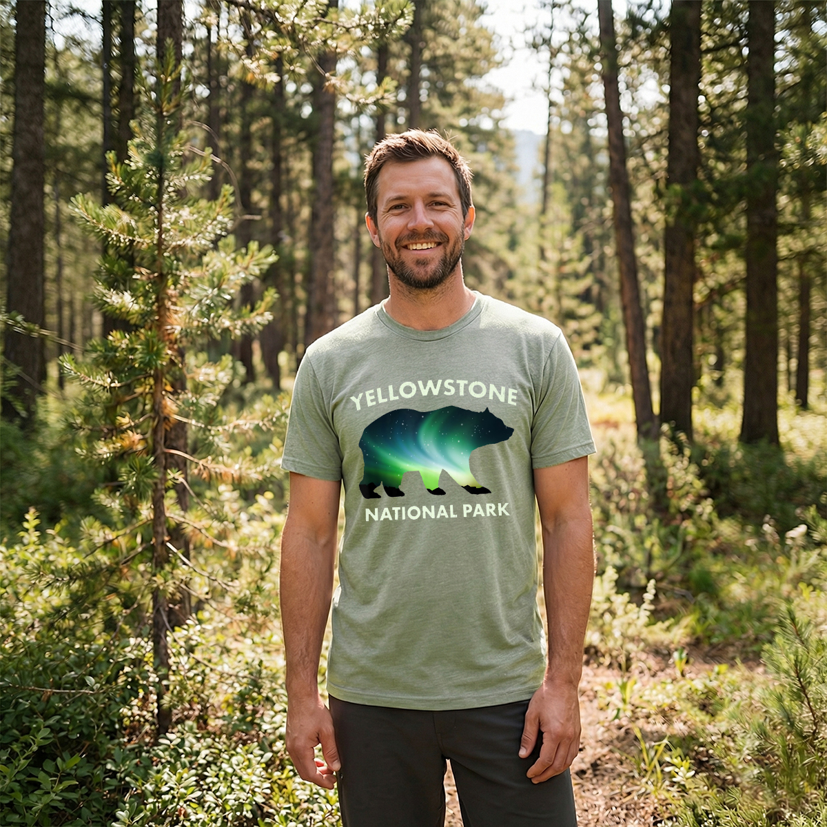 Yellowstone National Park Aurora Bear T-Shirt