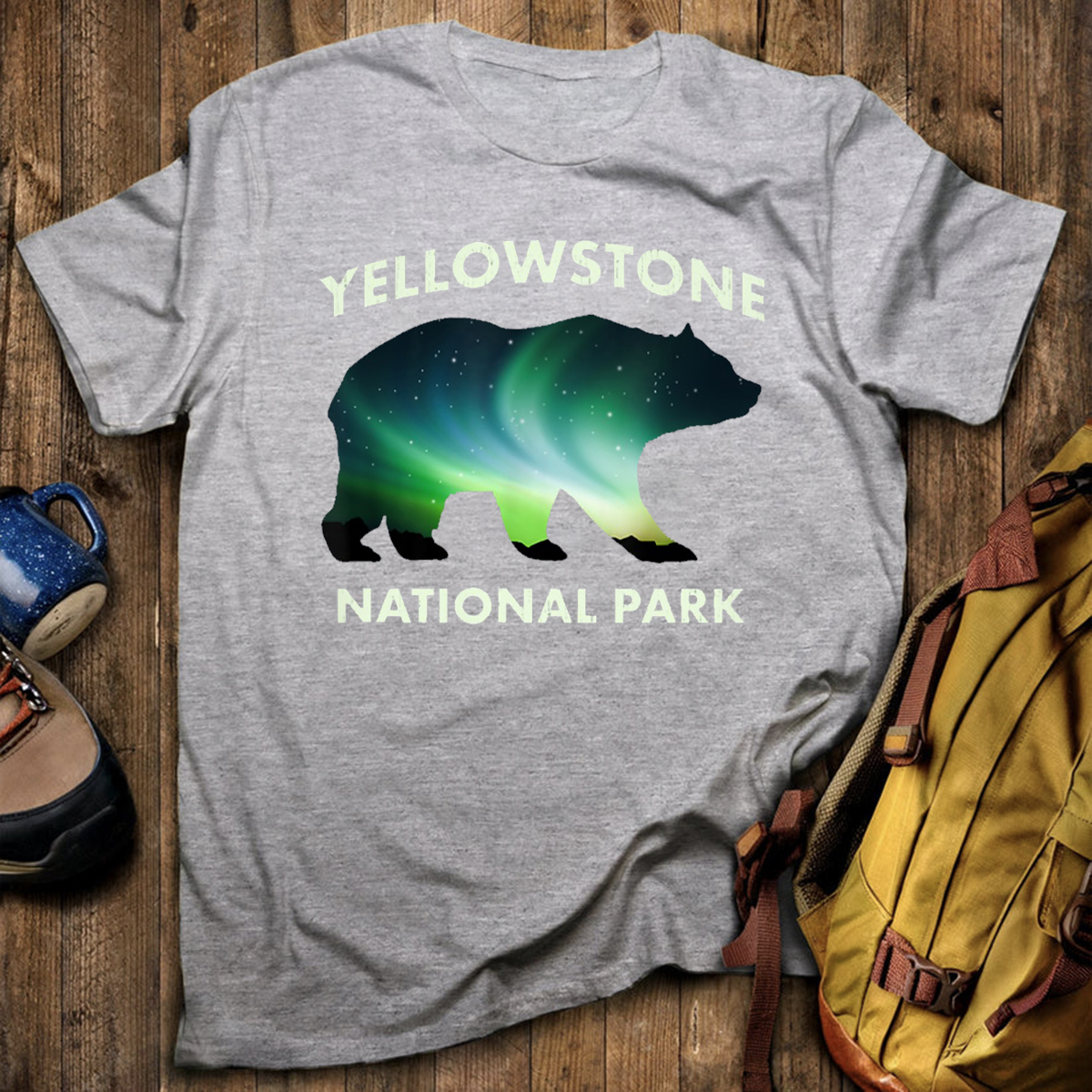 Yellowstone National Park Aurora Bear T-Shirt