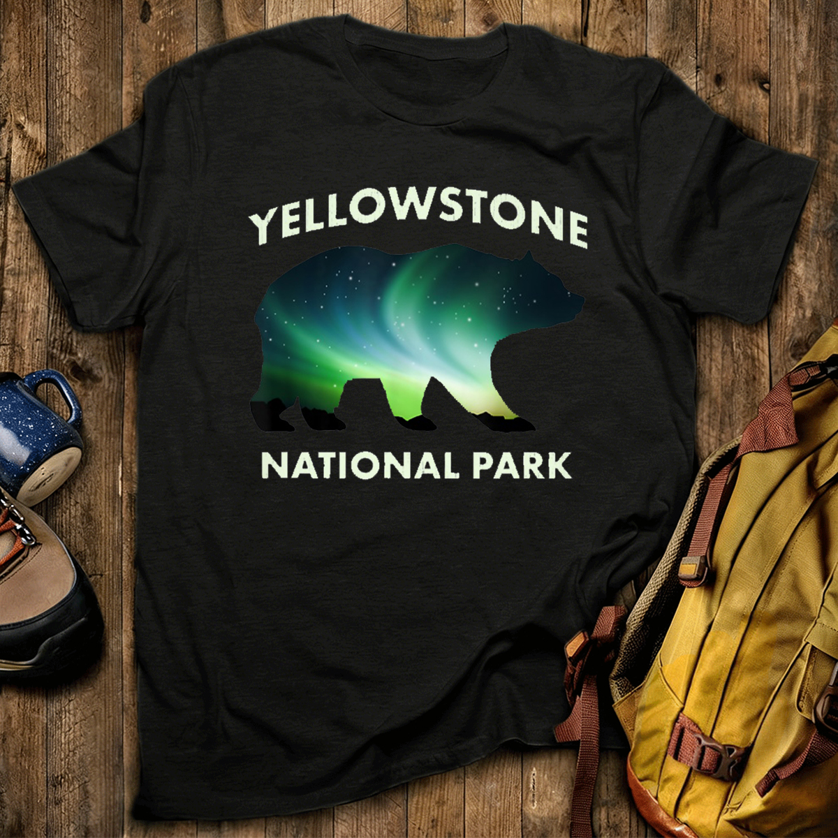 Yellowstone National Park Aurora Bear T-Shirt