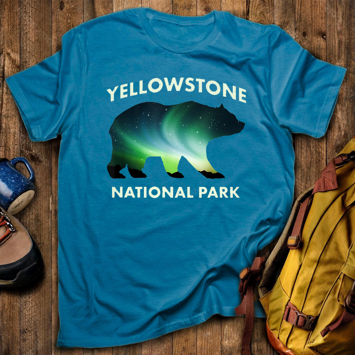 Yellowstone National Park Aurora Bear T-Shirt