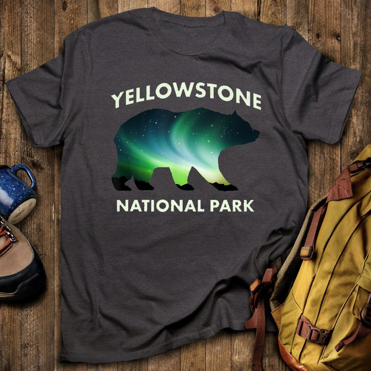Yellowstone National Park Aurora Bear T-Shirt