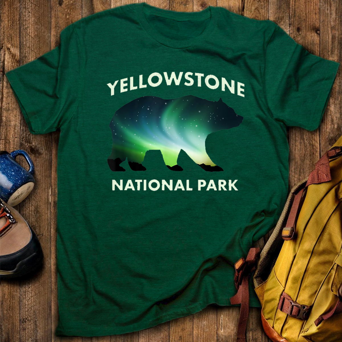 Yellowstone National Park Aurora Bear T-Shirt