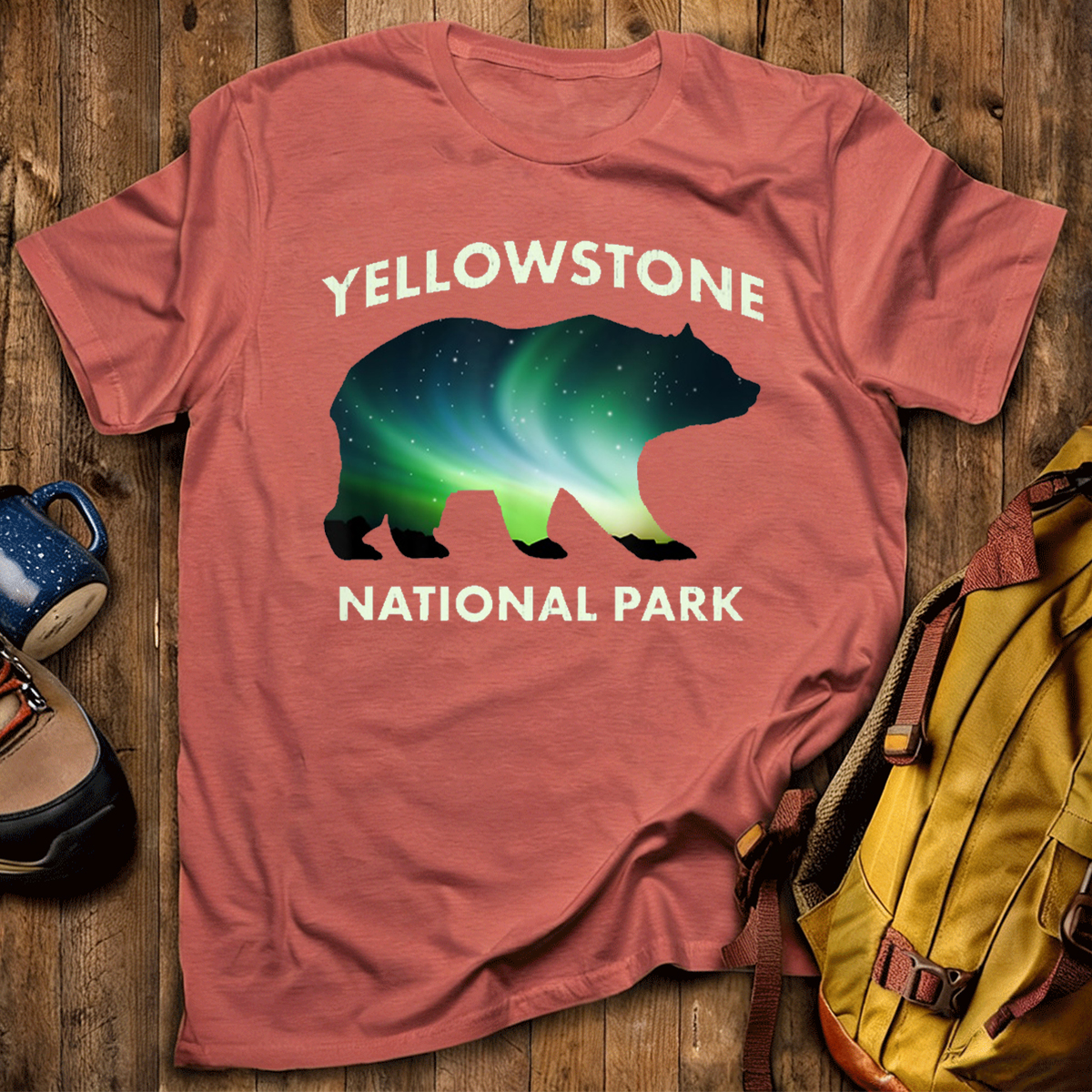 Yellowstone National Park Aurora Bear T-Shirt