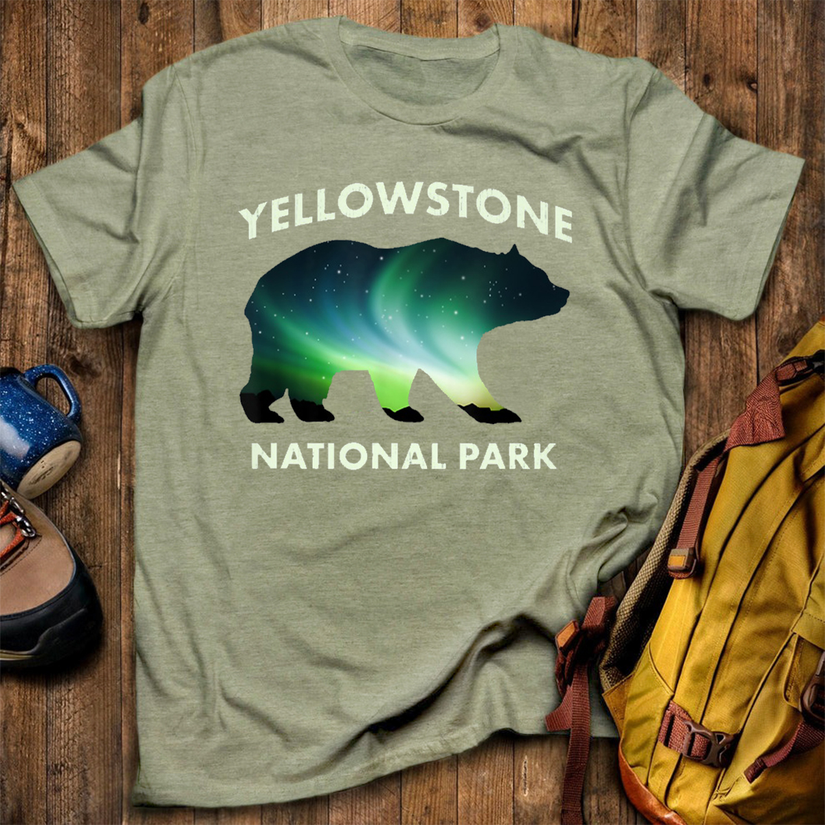 Yellowstone National Park Aurora Bear T-Shirt