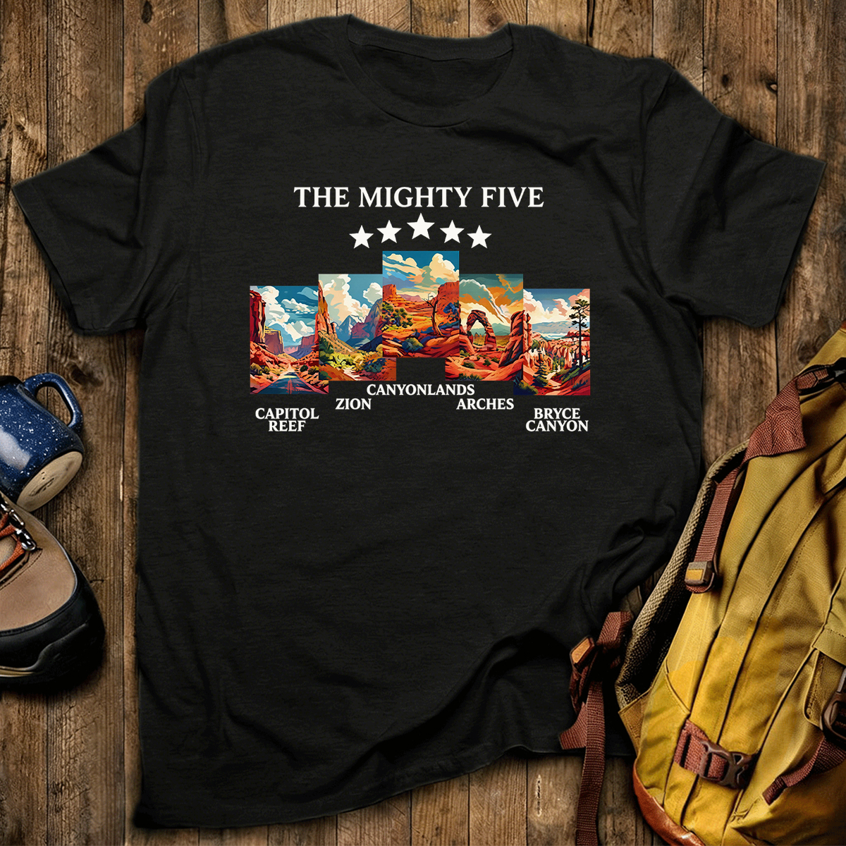 Vintage Moab Utah Souvenir Big 5 Mighty Five 1 National Park T-Shirt