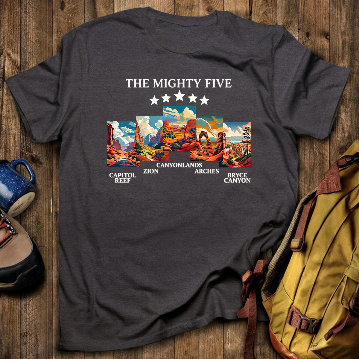 Vintage Moab Utah Souvenir Big 5 Mighty Five 1 National Park T-Shirt