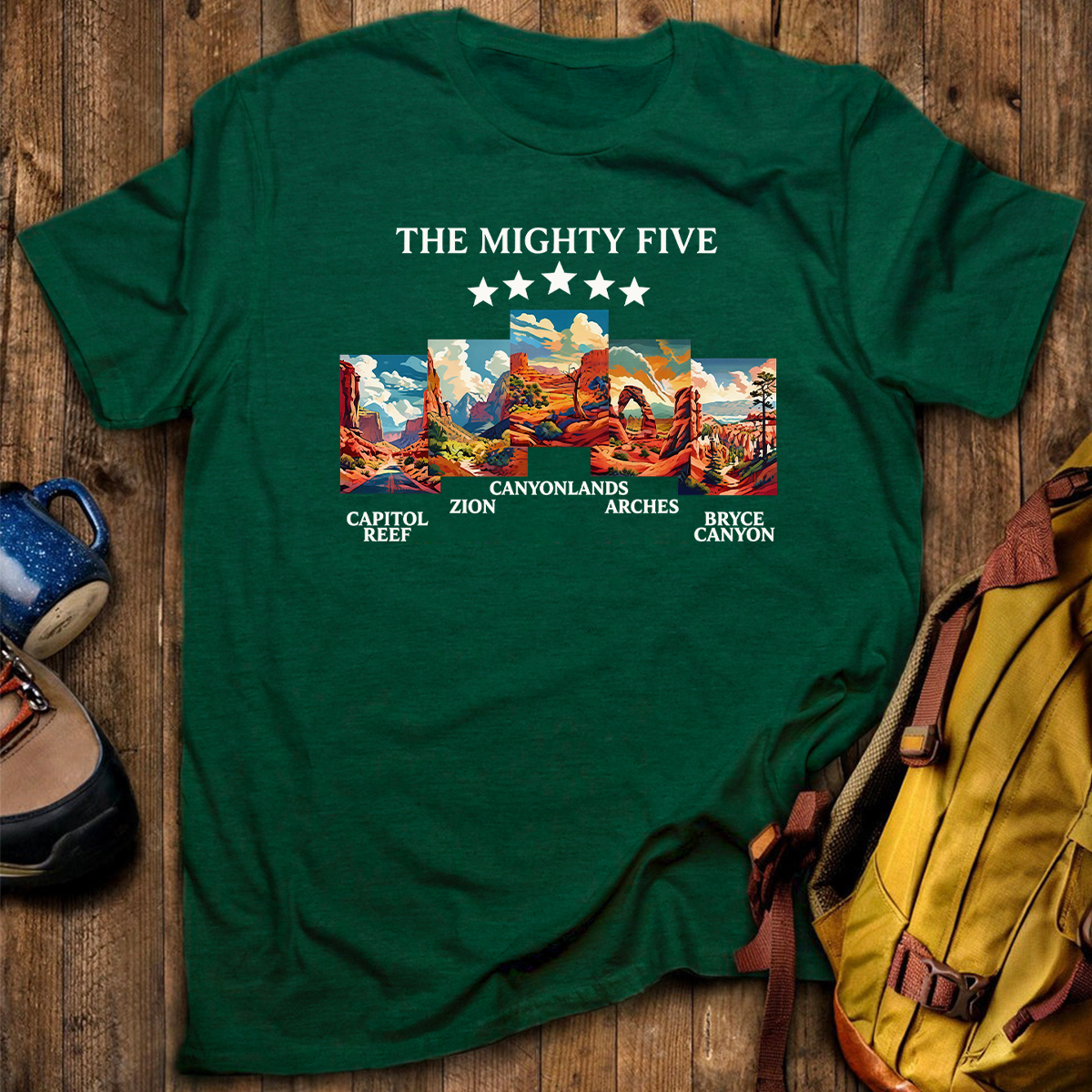 Vintage Moab Utah Souvenir Big 5 Mighty Five 1 National Park T-Shirt