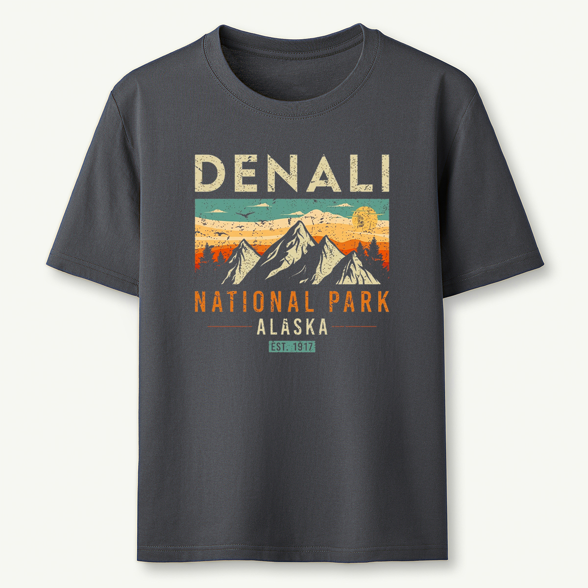 Denali Est 1917 Vintage Retro Alaska National Park T‑Shirt