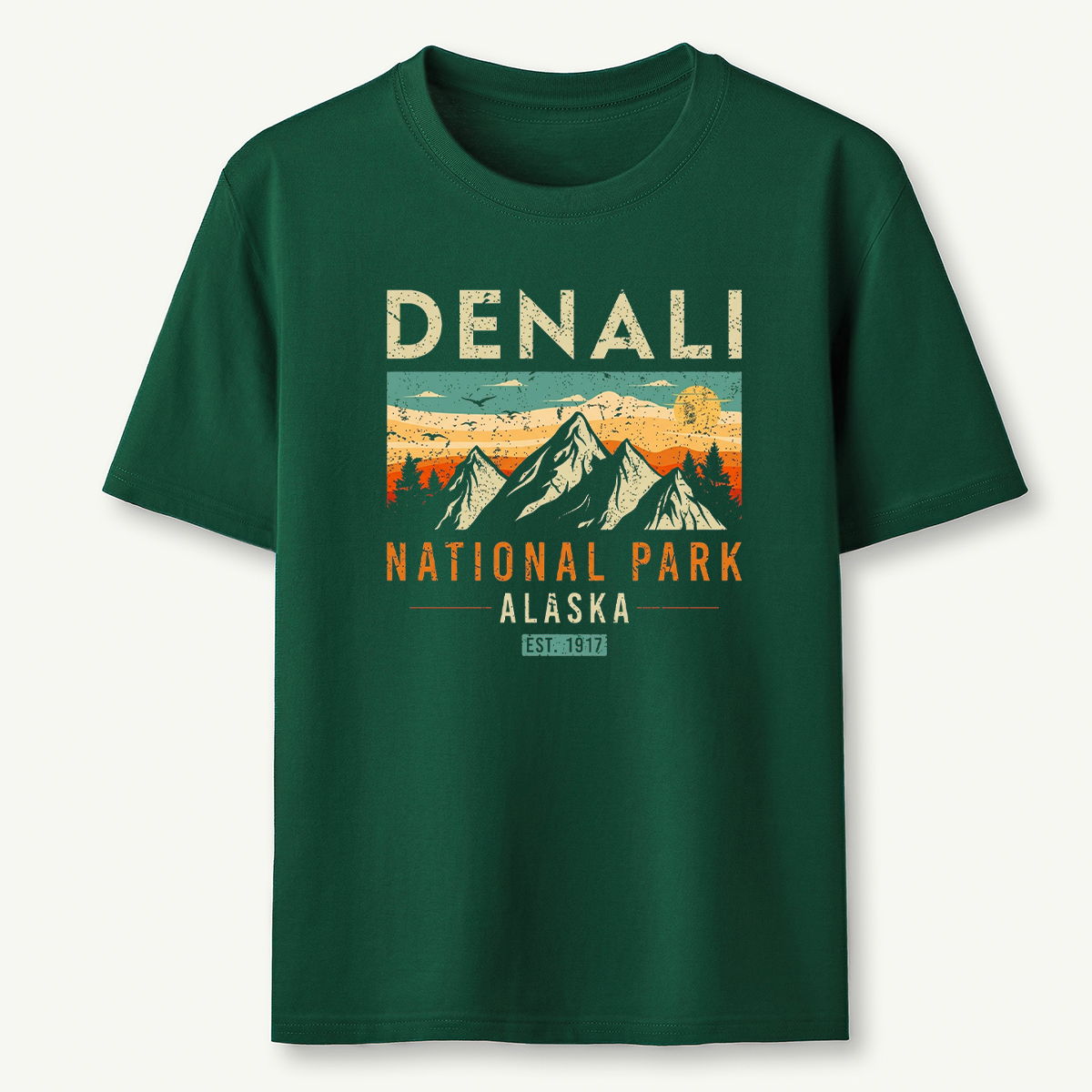 Denali Est 1917 Vintage Retro Alaska National Park T‑Shirt