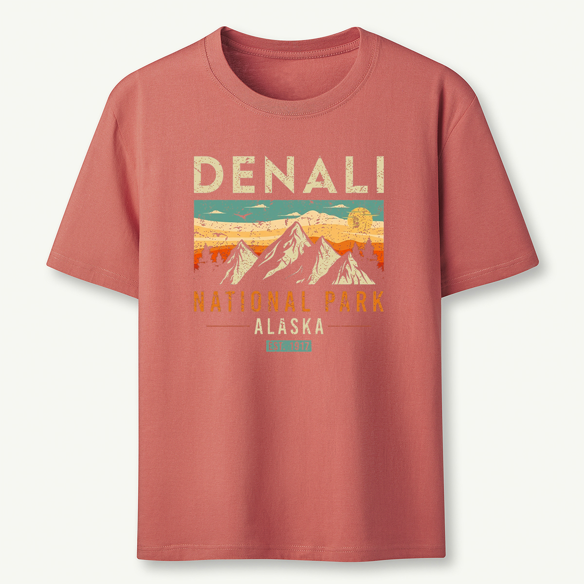 Denali Est 1917 Vintage Retro Alaska National Park T‑Shirt