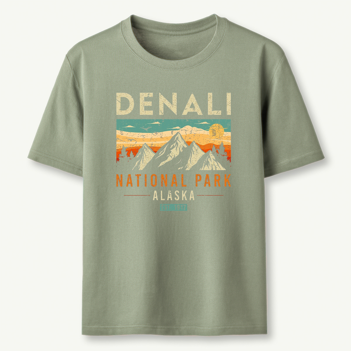 Denali Est 1917 Vintage Retro Alaska National Park T‑Shirt
