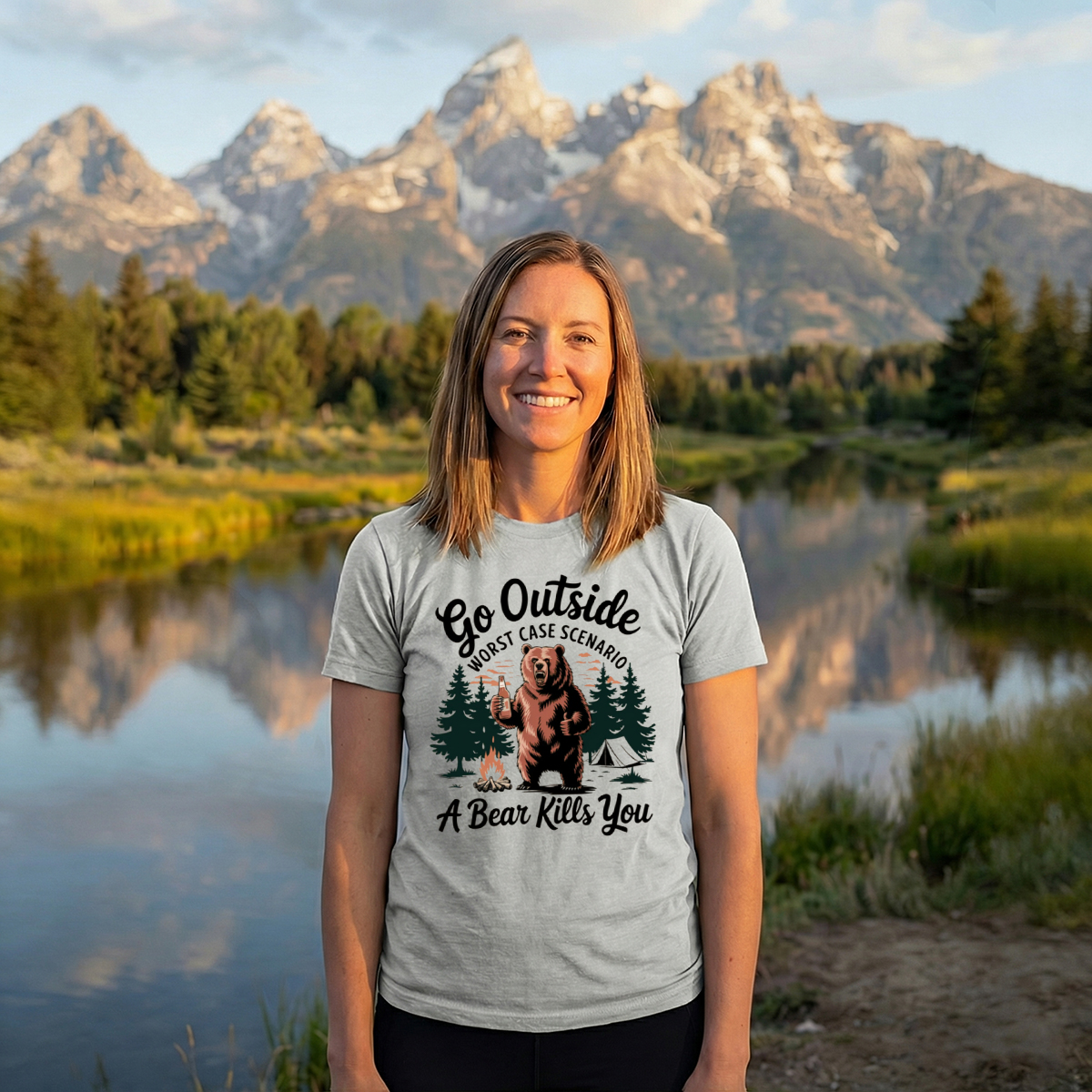 Go Outside Worst Case Scenario A Bear Kills You T-Shirt