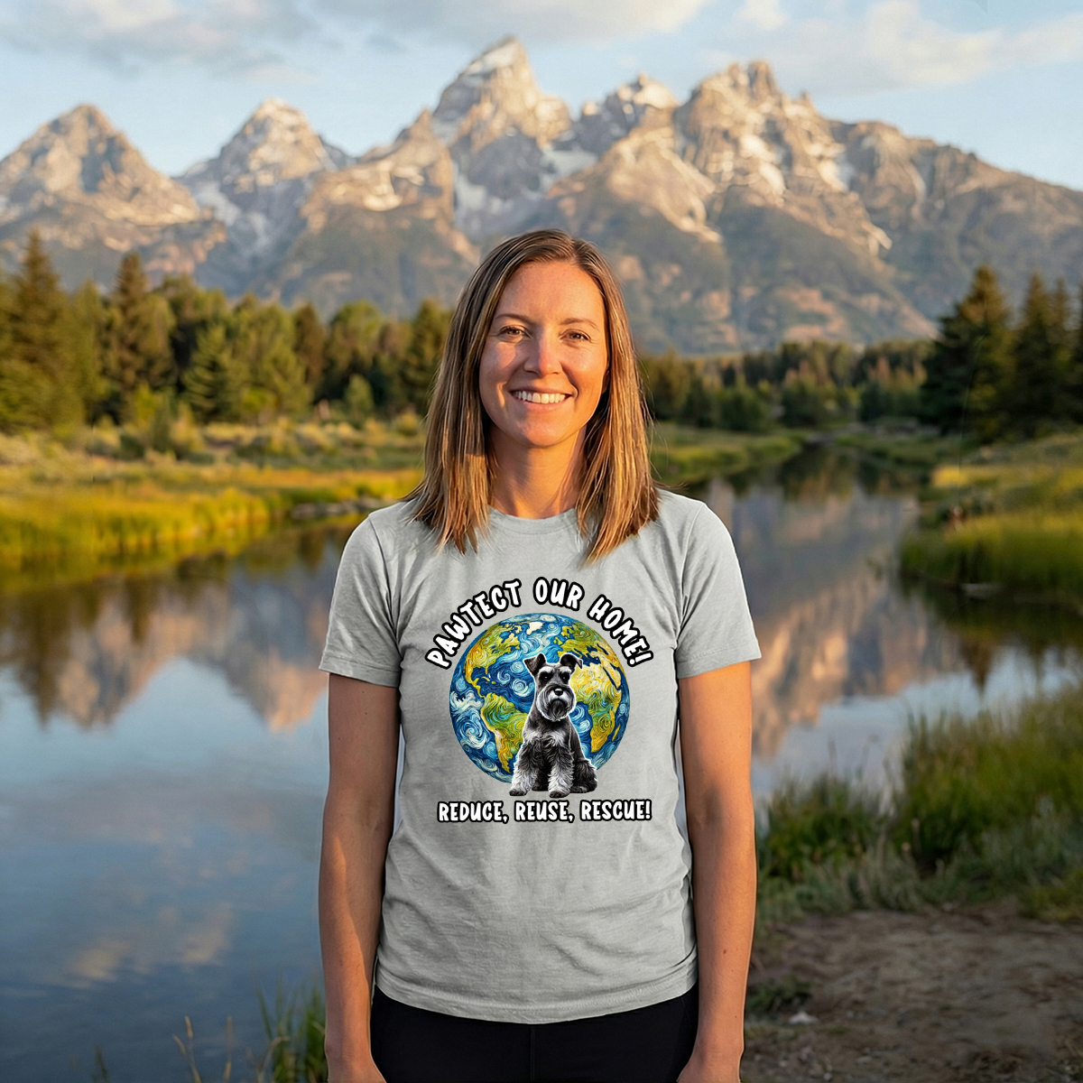 Schnauzer Earth Day Shirt Pawtect Our Home Sustainable Rescue Tee T-Shirt