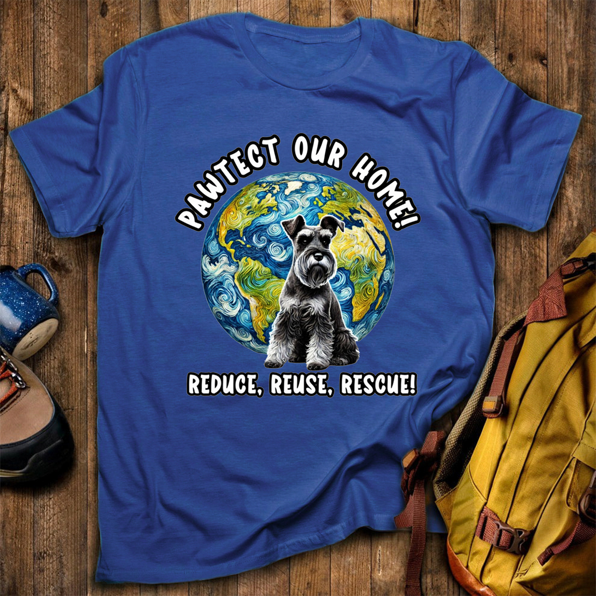 Schnauzer Earth Day Shirt Pawtect Our Home Sustainable Rescue Tee T-Shirt