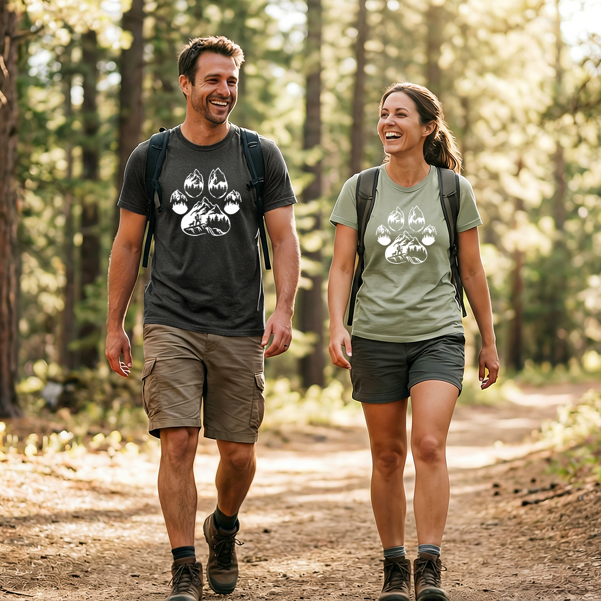 Paw Print Mountain Scene T-Shirt