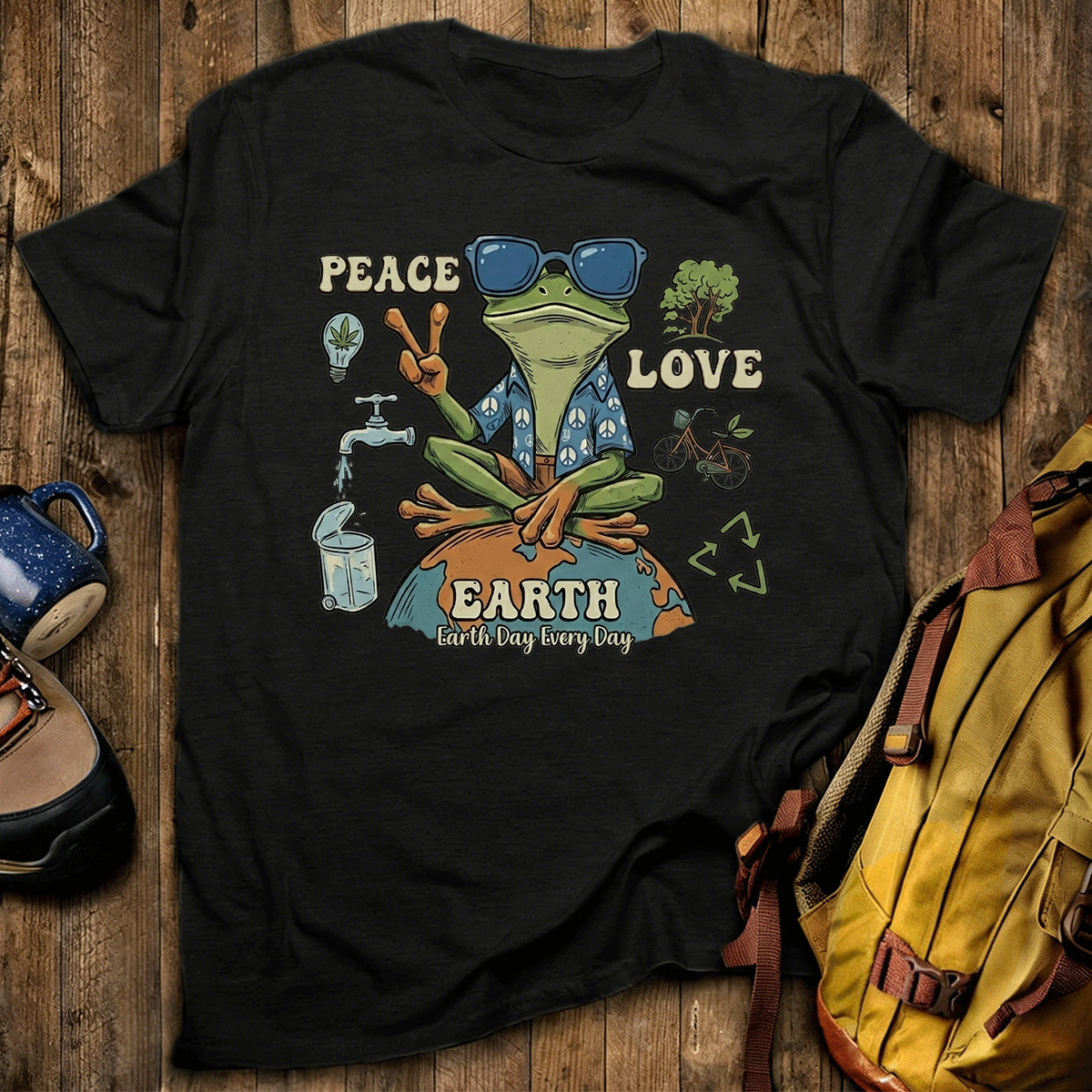 Peace Love Earth Frog T-Shirt