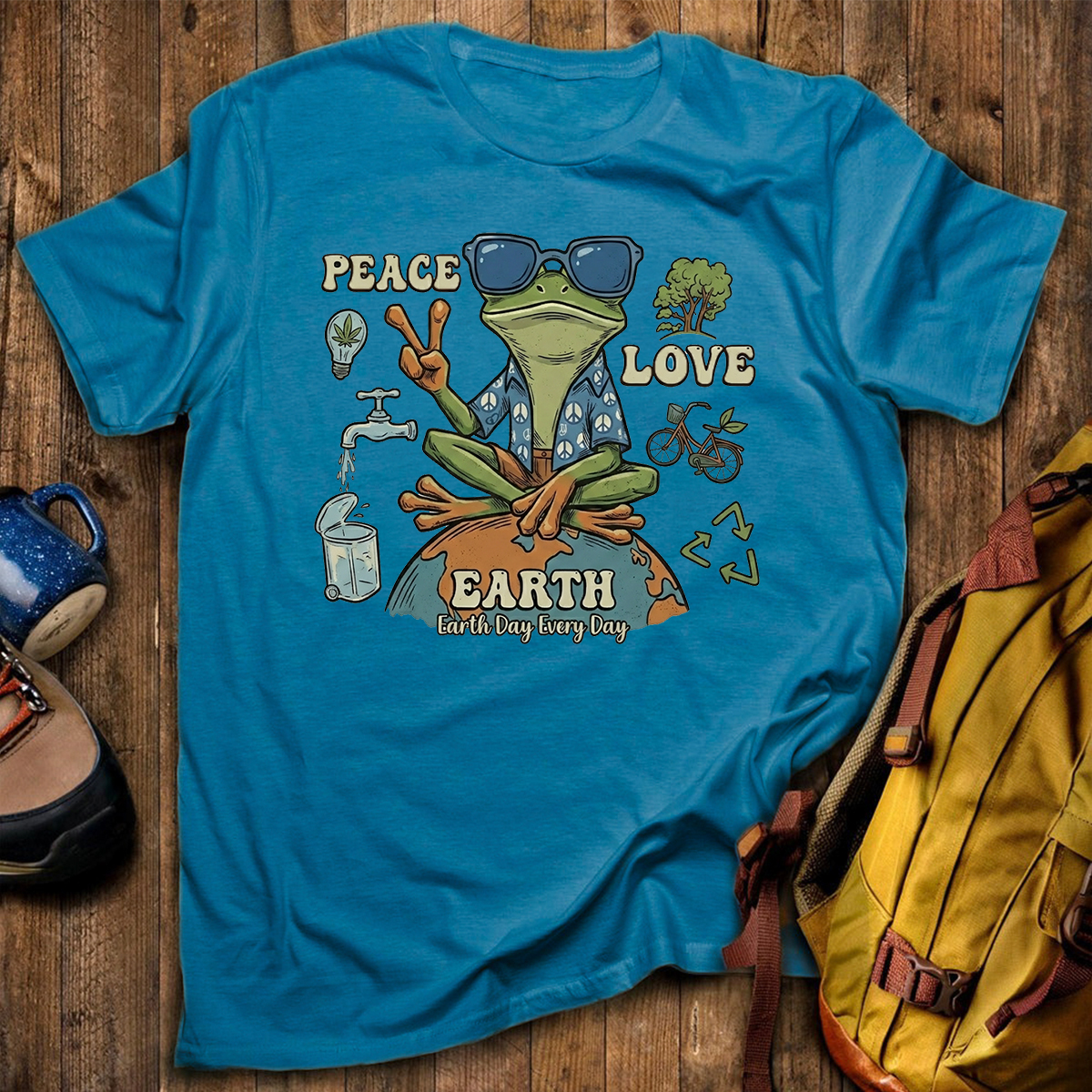 Peace Love Earth Frog T-Shirt
