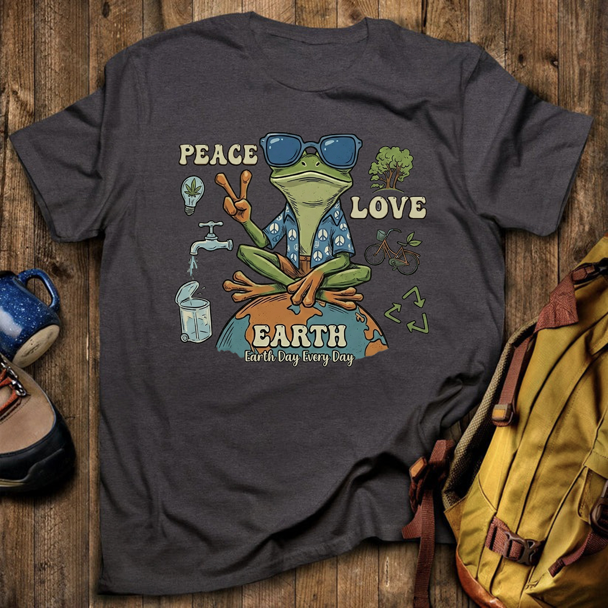 Peace Love Earth Frog T-Shirt