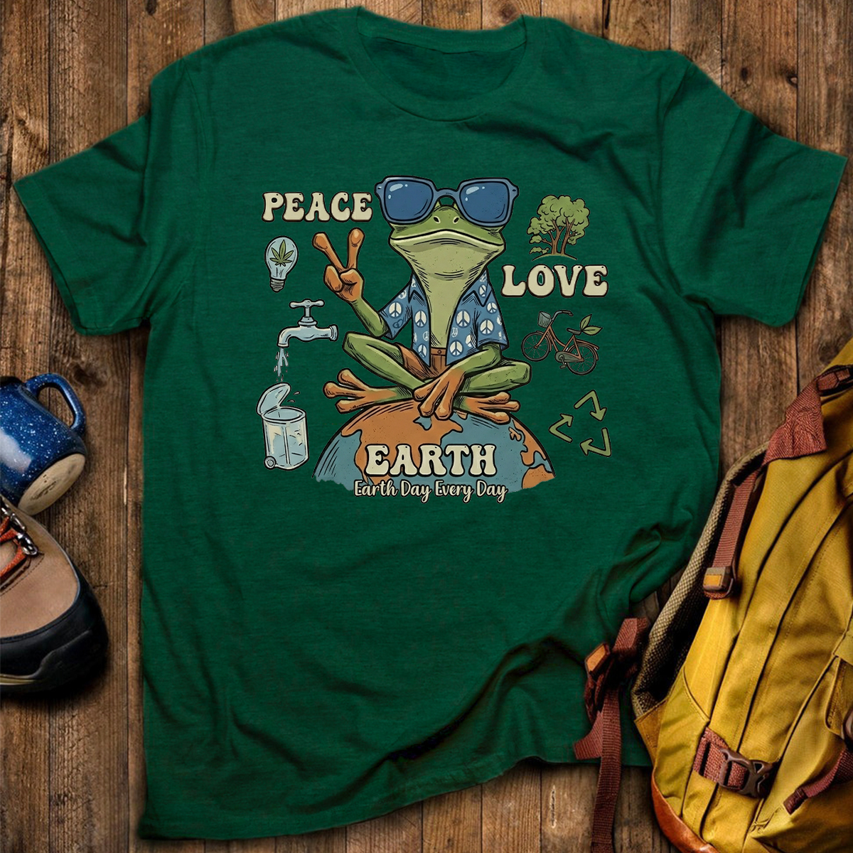 Peace Love Earth Frog T-Shirt