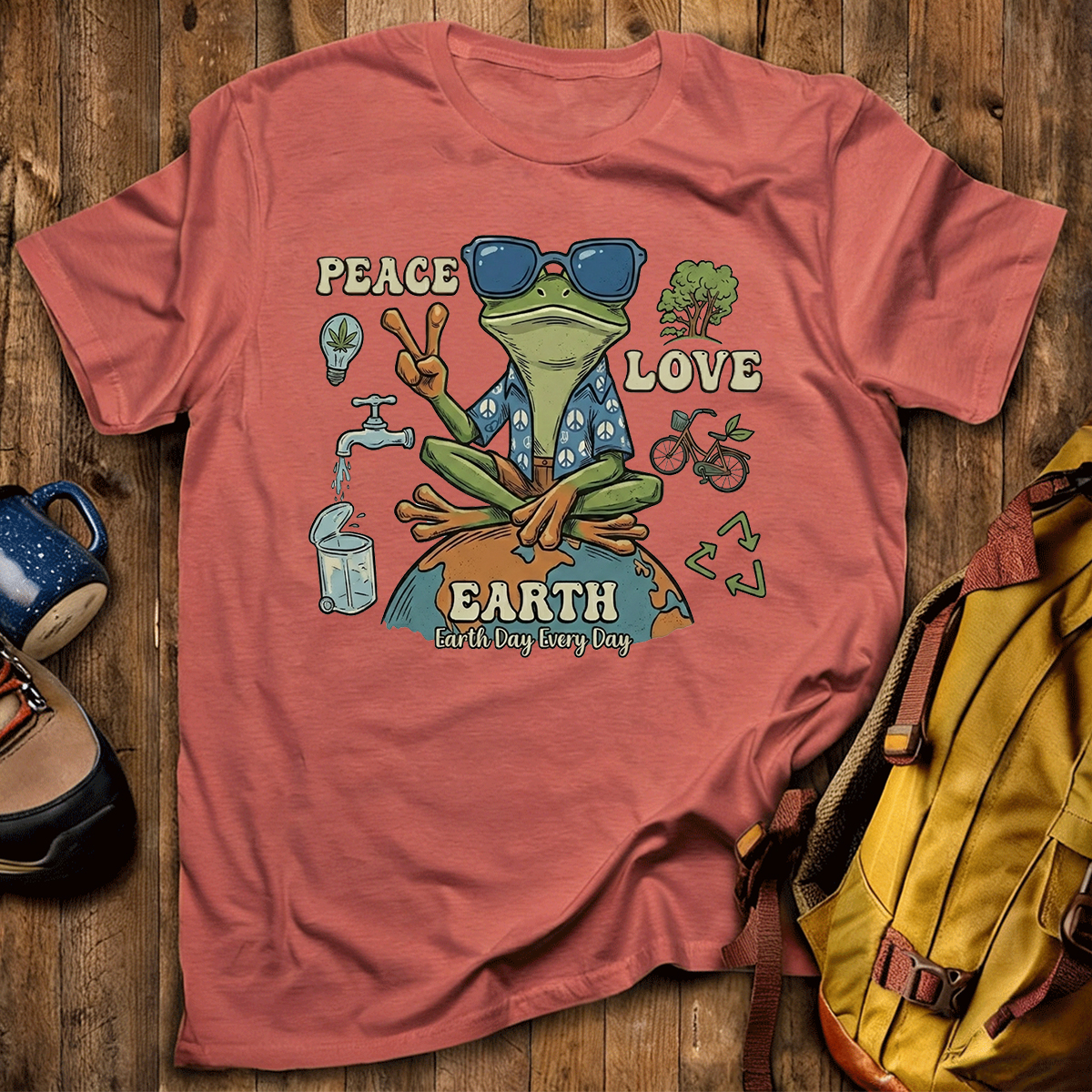 Peace Love Earth Frog T-Shirt