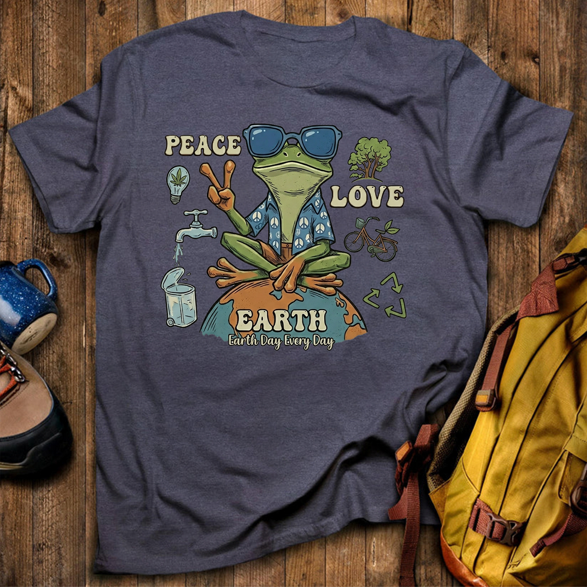 Peace Love Earth Frog T-Shirt