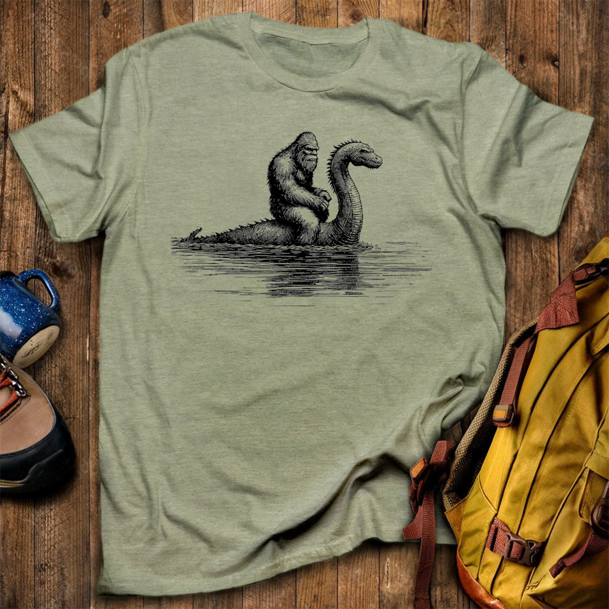 Hilarious Loch Ness Monster Sasquatch Graphic Bigfoot T-Shirt