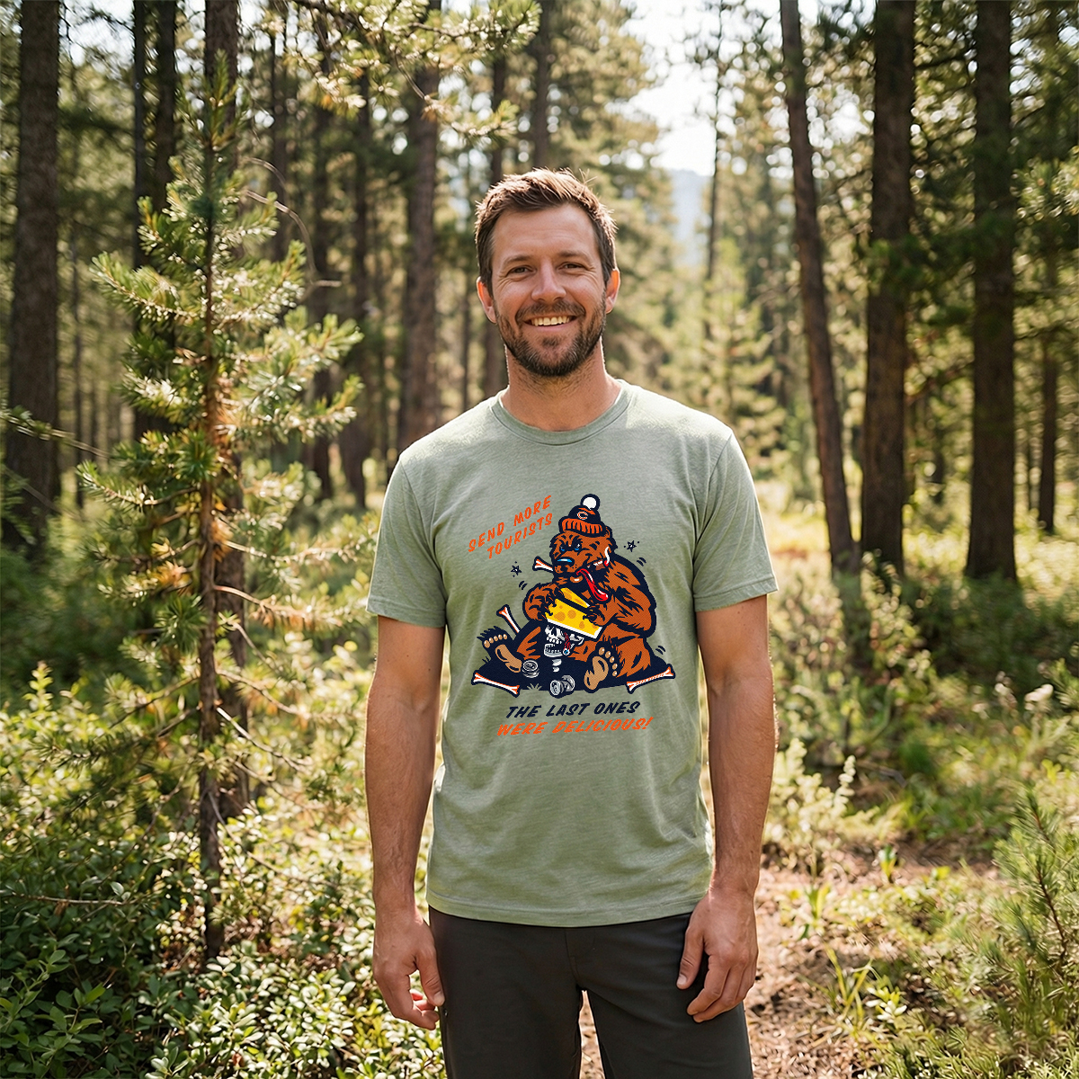 Send More Tourists Vintage Funny Bear T-Shirt