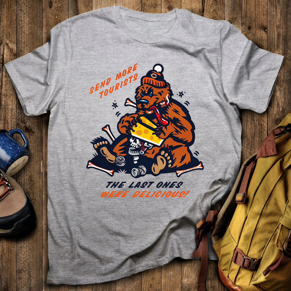 Send More Tourists Vintage Funny Bear T-Shirt