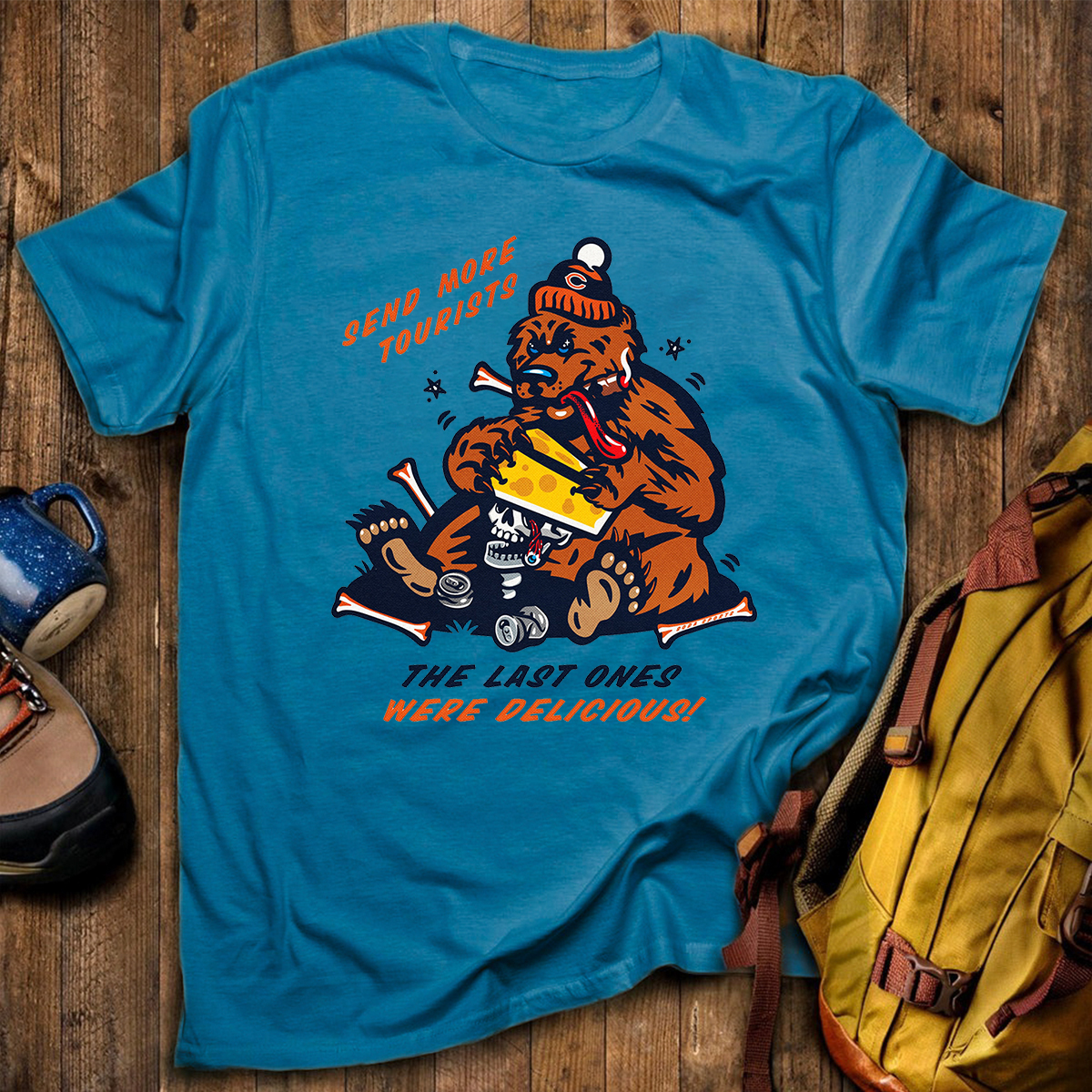 Send More Tourists Vintage Funny Bear T-Shirt