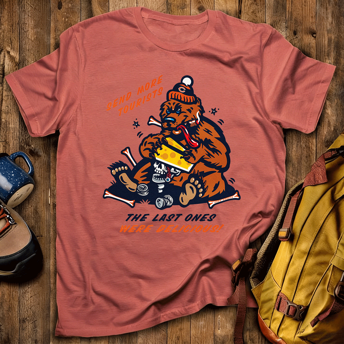 Send More Tourists Vintage Funny Bear T-Shirt